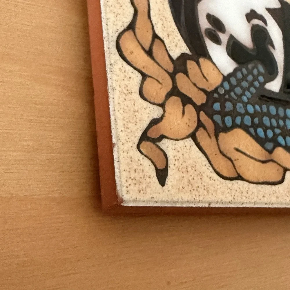 Vtg Southwestern Art Tiles Hand Painted Ceramic Glazed Tile 4